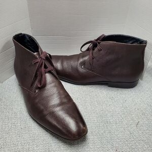 Calvin Klein Men's Chukka Carmichael Brown Leather Lace-Up Dress Boots Sz 13